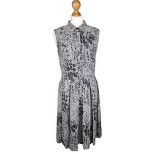 Hobbs London 100% Silk‎ A-Line Midi Dress Sleeveless Botanical Snakeskin US 4